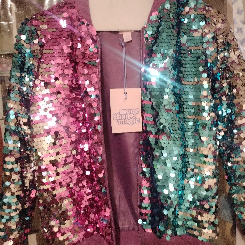 More Than Magic Sequin Kids Jacket - Pink and Green